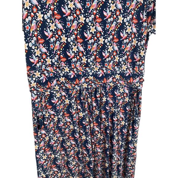 Boden Amelie Scoop Neck Jersey Dress Bird Floral Print Cap Sleeve Size 16/18R - Picture 3 of 10